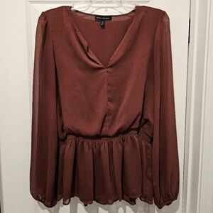 Banana Republic Rust-Brown Long Sleeve Blouse Size Medium Tall